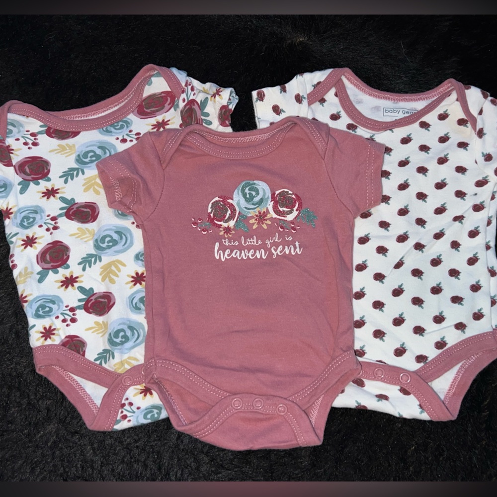 3/$15❣️BUNDLE Baby Girls Floral Onesies; 0-3 months